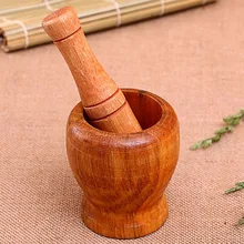 Cocina casera de Madera Manual de la Mano Ajo Jengibre Dispositivo Machacador Amoladora Molienda Tazón de Mezcla de Mortero y Maja