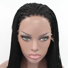 Sylvia 1b Color Synthetic Braided Lace Front Wigs For Women Heat Resistant Fiber Hair Wigs Premium