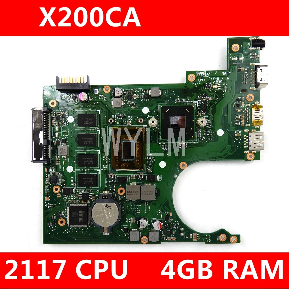

X200CA Motherboard 1007 CPU 4GB RAM For ASUS X200C X200CA X200CAP Laptop Motherboard X200CA Mainboard REV 2.0 Test OK