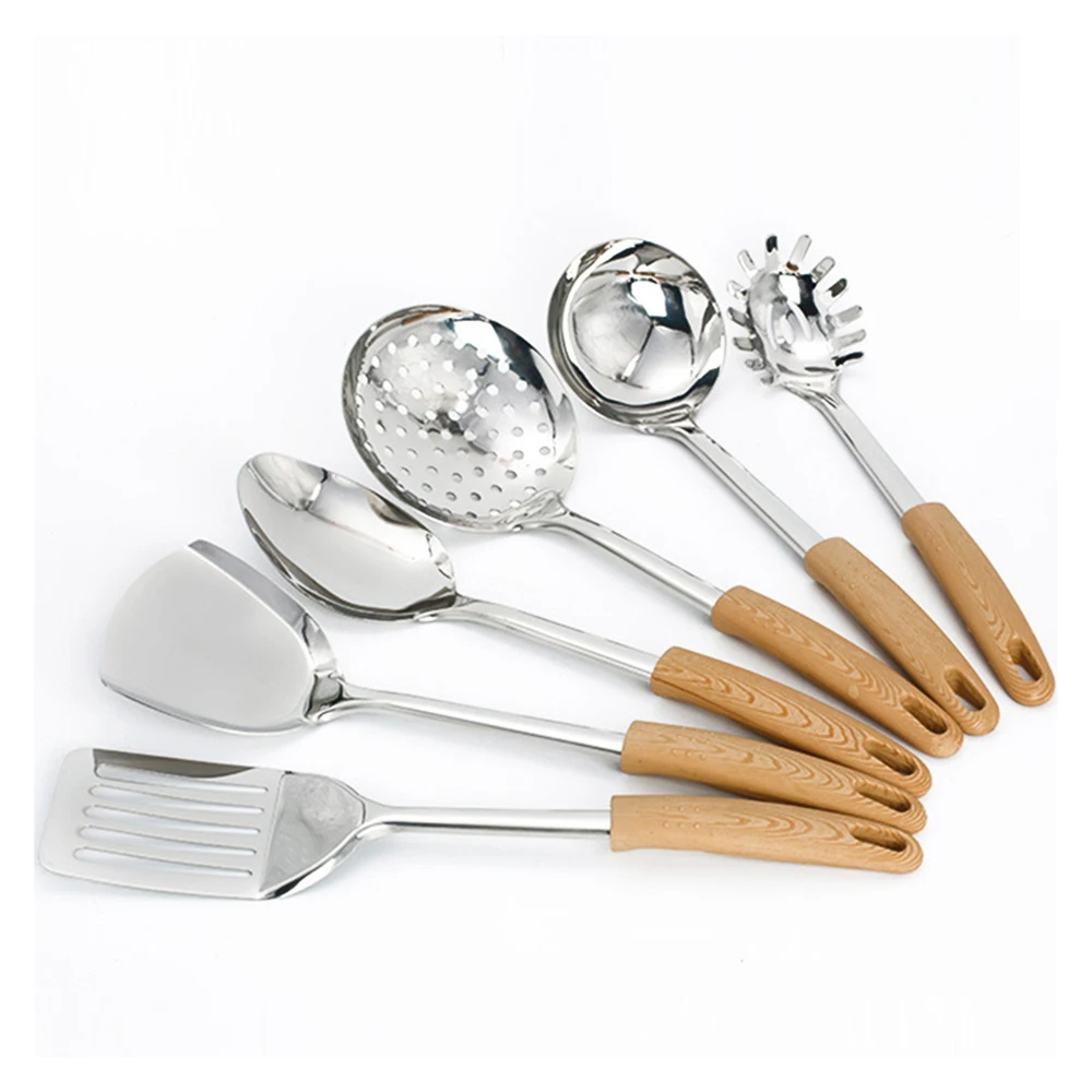 7 Pcs/Set Multifunction Stainless Steel Kitchen Utensil Spatula Set Handle Cooking Tools Set Turner Ladle For Restaurant