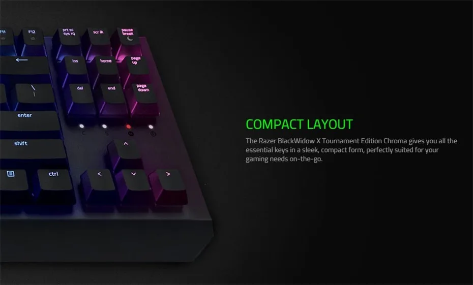 Проводная Механическая игровая клавиатура razer BlackWidow X Tournament Edition Chroma, 87 клавиш, зеленый переключатель, RGB подсветка клавиатуры