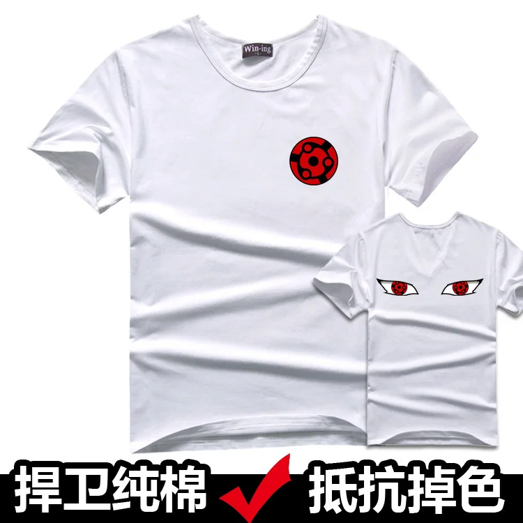 Free shipping Anime cos Naruto cosplay writing the wheel eye men and women models lovers short-sleeve 10 color size S-XXL | Мужская