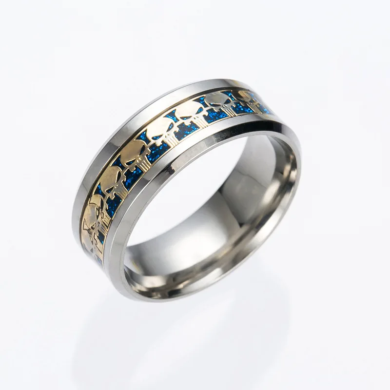 

European and American Film Peripheral Punisher Logo Stainless Steel Ring,Anime Game Commemorative Gift Skull Personality Ring.