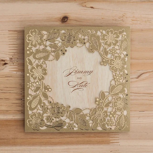 100pcs laser cut wedding invitation vintage flora flower paper