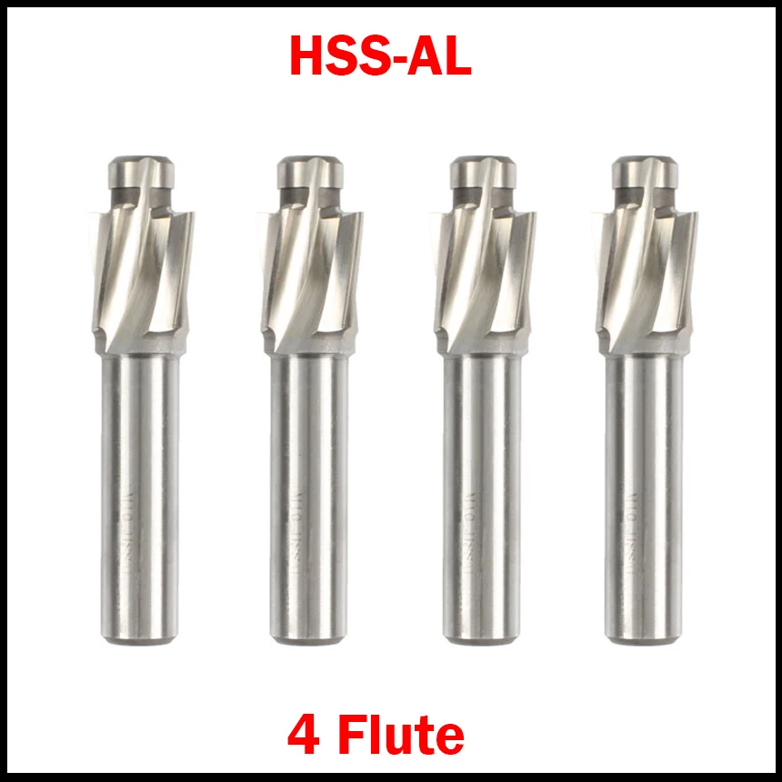 

M3 M4 3.2*6.6 3.2x6.6 4.2*8 4.2x8 HSS-AL 4 Flute Piloted Countersink Router Drill Bit Counterbore Flat End Mill Milling Cutter