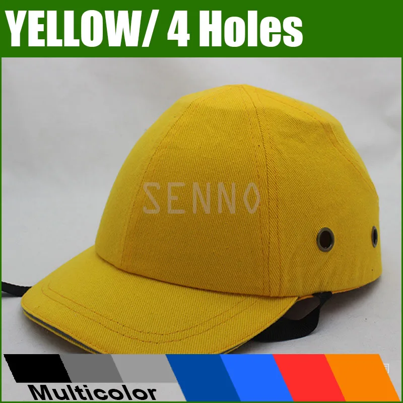 

Yellow Work Safety Bump Cap with 4 Holes Helmet Baseball Hat Style Protective Safety Hard Hat For Work Site Wear Head Protection