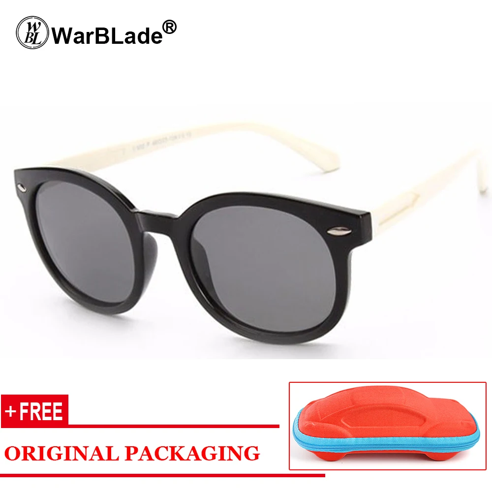black white WarBLade TR90 резиновые Повседневные очки Детские поляризованные солнцезащитные очки TAC UV400 для мальчиков и девочек крутые двери очки Новинка с чехлом - Цвет линз: black white
