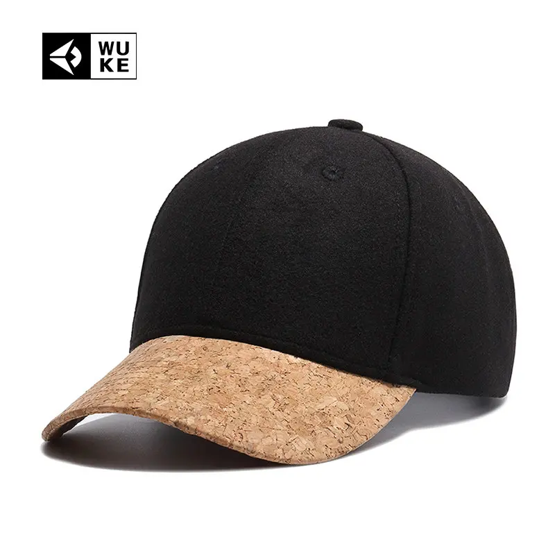 

[WUKE] Vintage Autumn Fitted Baseball Caps for Men Women Woolen Adjustable Snapback Hip Hop Simple Warm Hat casquette de marque