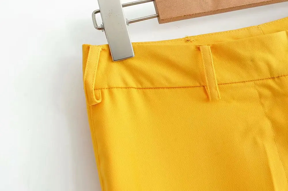 Желтые Повседневные костюмы Женский блейзер-комплект с v-образным вырезом двубортный дизайн с карманом длинный рукав стильный женский