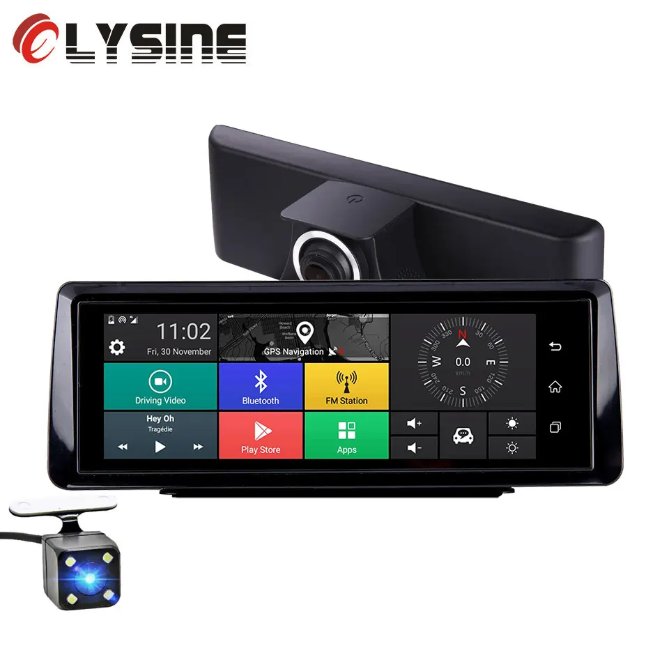 Olysine 8 Inches 4G Android Car DVR Camera ADAS WiFi Dashcam GPS Navigator Video Recorder Registrar Full HD 1080P Dual lens DVRS