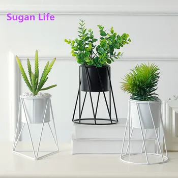 

Sugan Life Wrought Iron Double Diamond Shaped Geometric Flower Frame Wall Hanging Fleshy Plant Flower Pot Rack Home Decoration