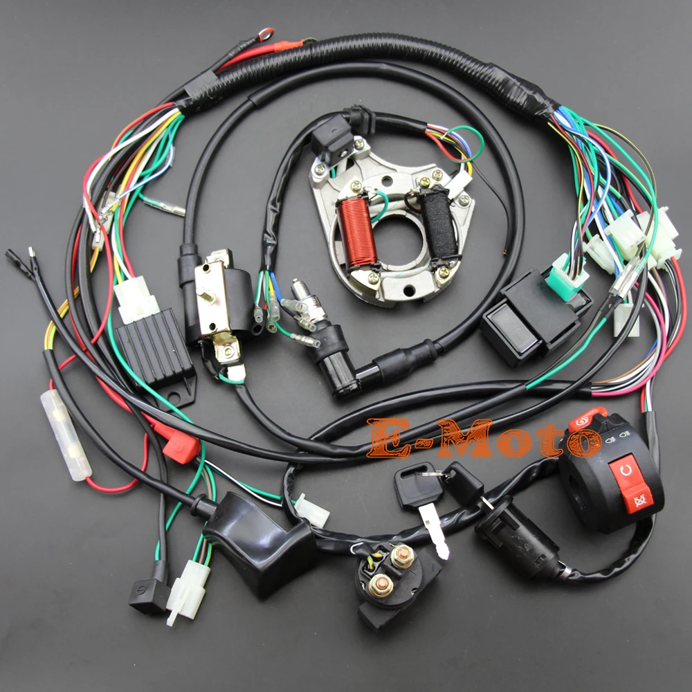 Полный Электрический жгут проводов CDI Coil Kill Switch C7HSA Свеча зажигания 50cc 70cc 90cc 110cc 125cc