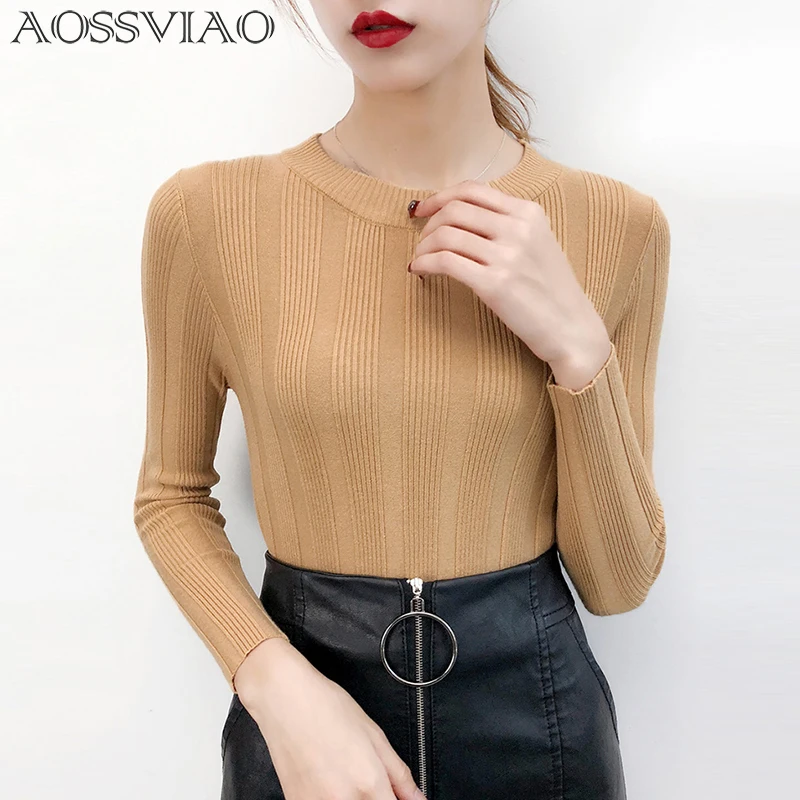 

High Elasticity Sweater Women Knitted Long Sleeve Turtleneck Bottoming Basic Pullovers Slim Fit Elastic Autumn Winter Knitwear