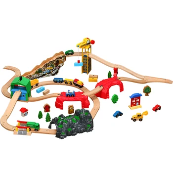 

Kids Electric Train Set Police Fire Station Traffic Blocks Magnetic Train Diecast Slot Toy Fit for Standard Wooden Track B