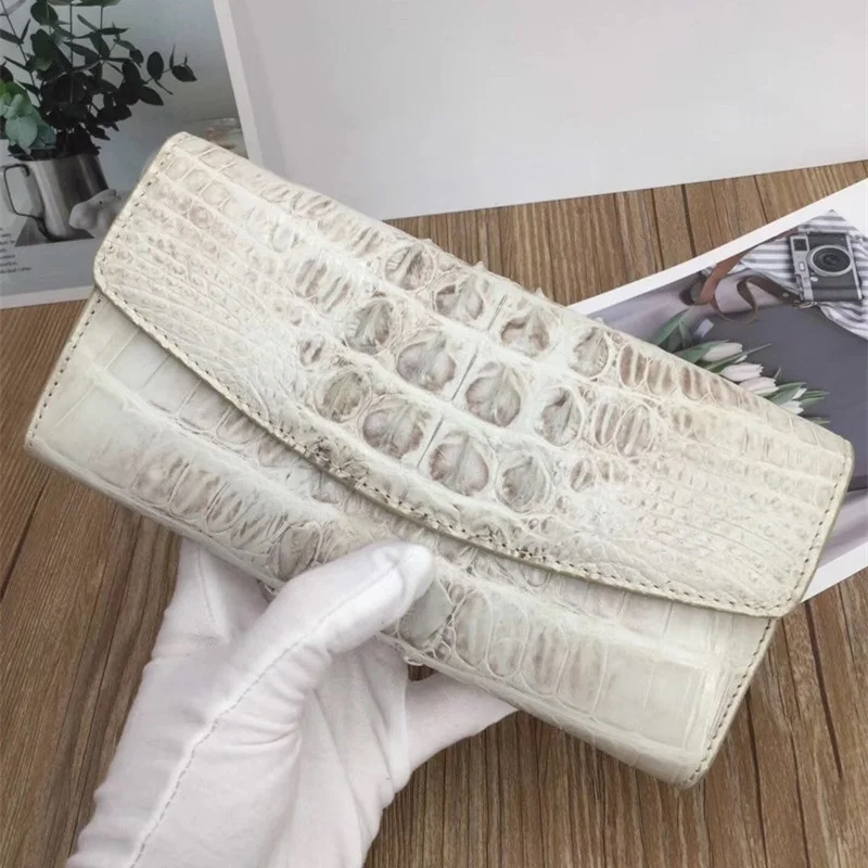 white alligator purse