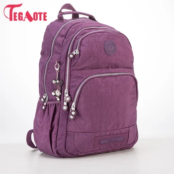 

TEGAOTE School Backpack for Teenage Girls Nylon Women Mochila Feminine Backpack Female Solid Fashion Casual Laptop Bagpack 1373