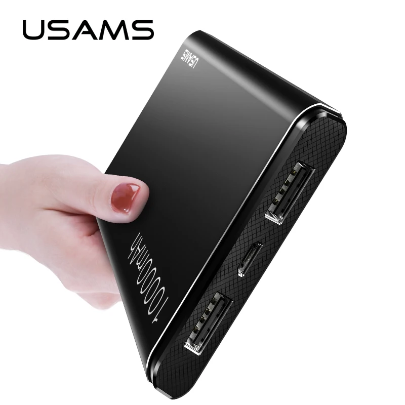 USAMS 10000 mAh портативное зарядное устройство универсальное usb для телефона|bank power|us