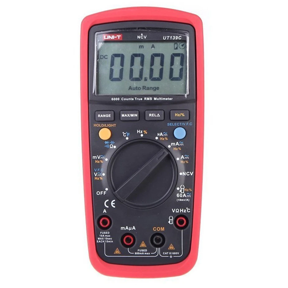 

UNI-T UT139C Digital Multimeter Auto Range True RMS Meter Handheld Tester 6000 Count Voltmeter Temperature Test transistor