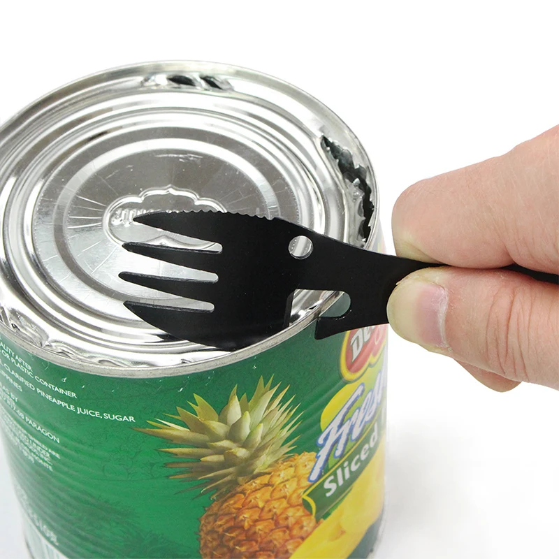 

2 in 1 Portable Multifunction Camping Cookware Spoon Fork Cutlery Bottle Can Opener Sawtooth Cutter&Gadgets Openers Dropshipping