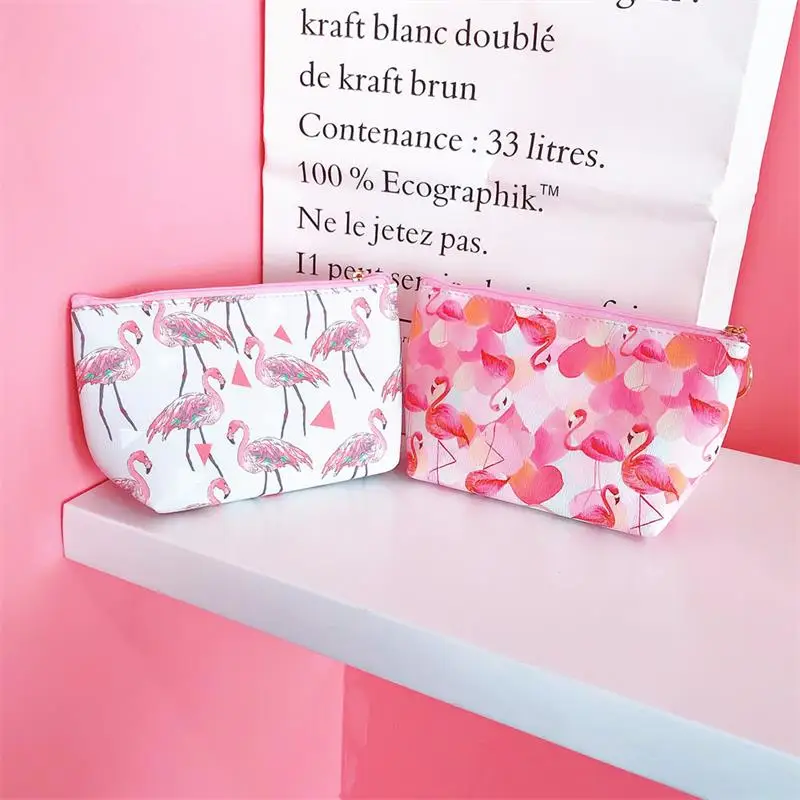 

Women Pink Flamingo Print Cosmetic Bag Make Up Makeup Bag kosmetyczka Case Organizer Neceser Mujer Necessaries for Travel Bags