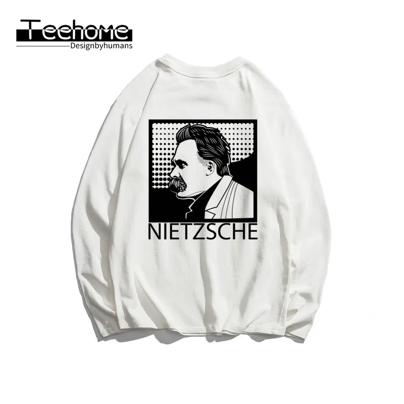 

Men's Friedrich Nietzsche Print Long Sleeve Autumn Men and Women Full Sleeve Harajuku T Shirt Winter Streetwear
