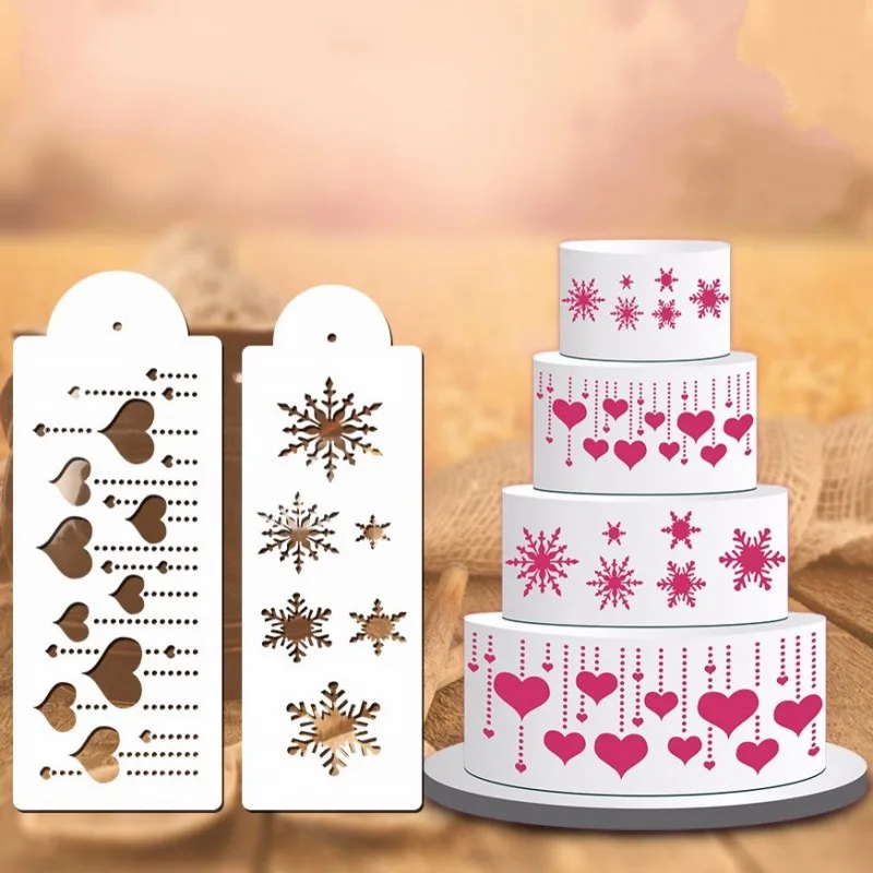 DIY plastic Cake stencil Snowflakes heart flower Insect Cake decorating toolsdecorating cake