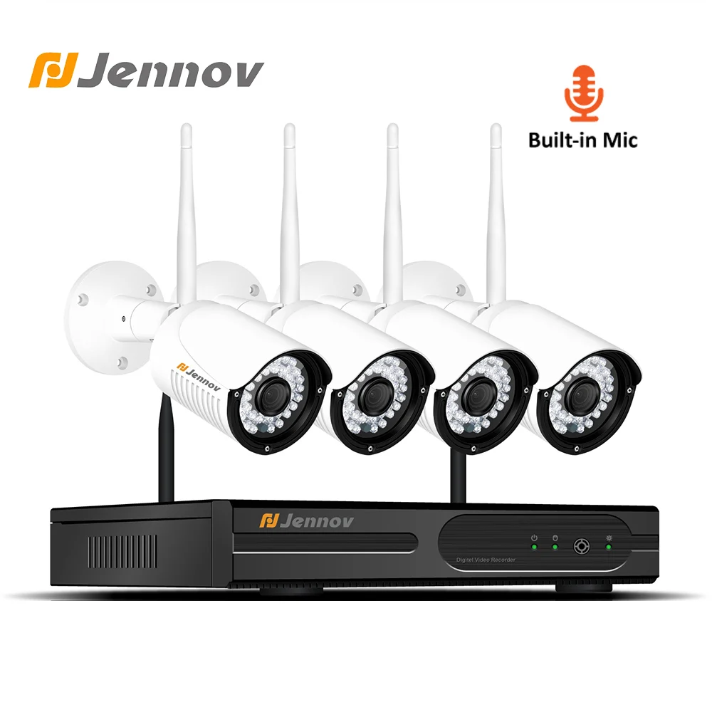 

Jennov 4CH 1080P Audio Record CCTV Set Video Surveillance Kit Camera Security System HD NVR WIFI 2MP IP Cam Outdoor Waterproor