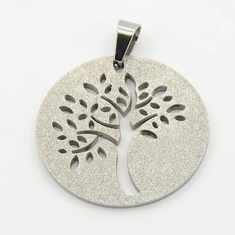 

Trendy Flat Round with Tree Necklace Finding Necklaces&Pendants For Men Women Stainless Steel Pendant Necklaces 35x36x2mm