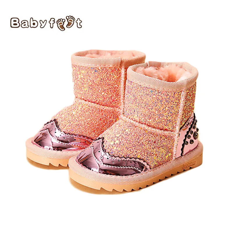 Babyfeet Bling Baby Snow Boots Toddler Girl Sequins Rivets Boot Shoe
