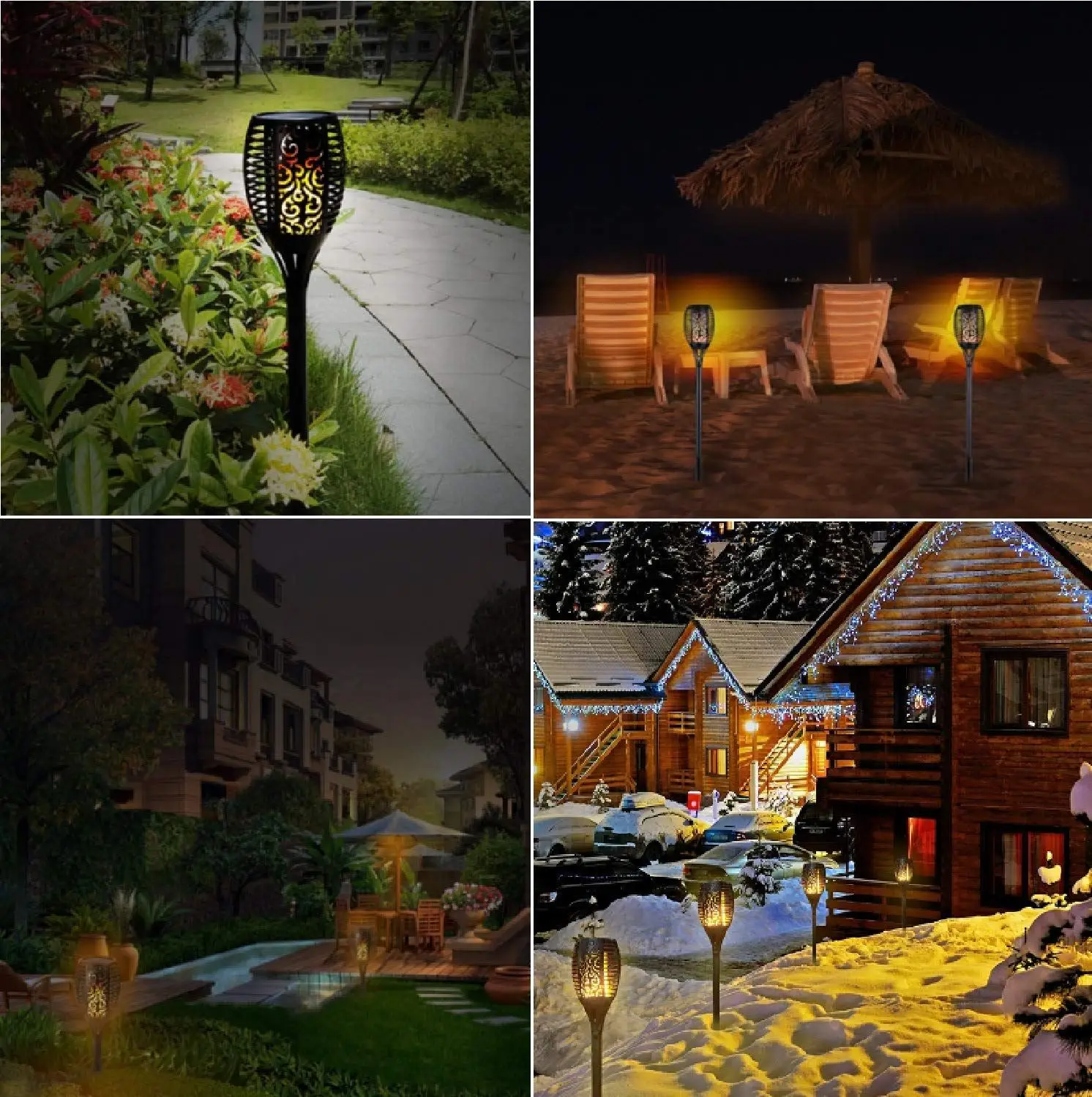 Smuxi 33LED Solar Torch Light Flickering Solar Lawn Lamps Flame Lighting Waterproof Light Control for Outdoor Garden Path Decor