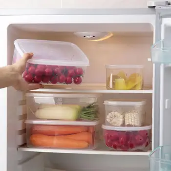 

1Pcs Kitchen Storage Containers Plastic Container with Soft Lid Clear Box Refrigerator Organizer Containers Keep Food Fresh