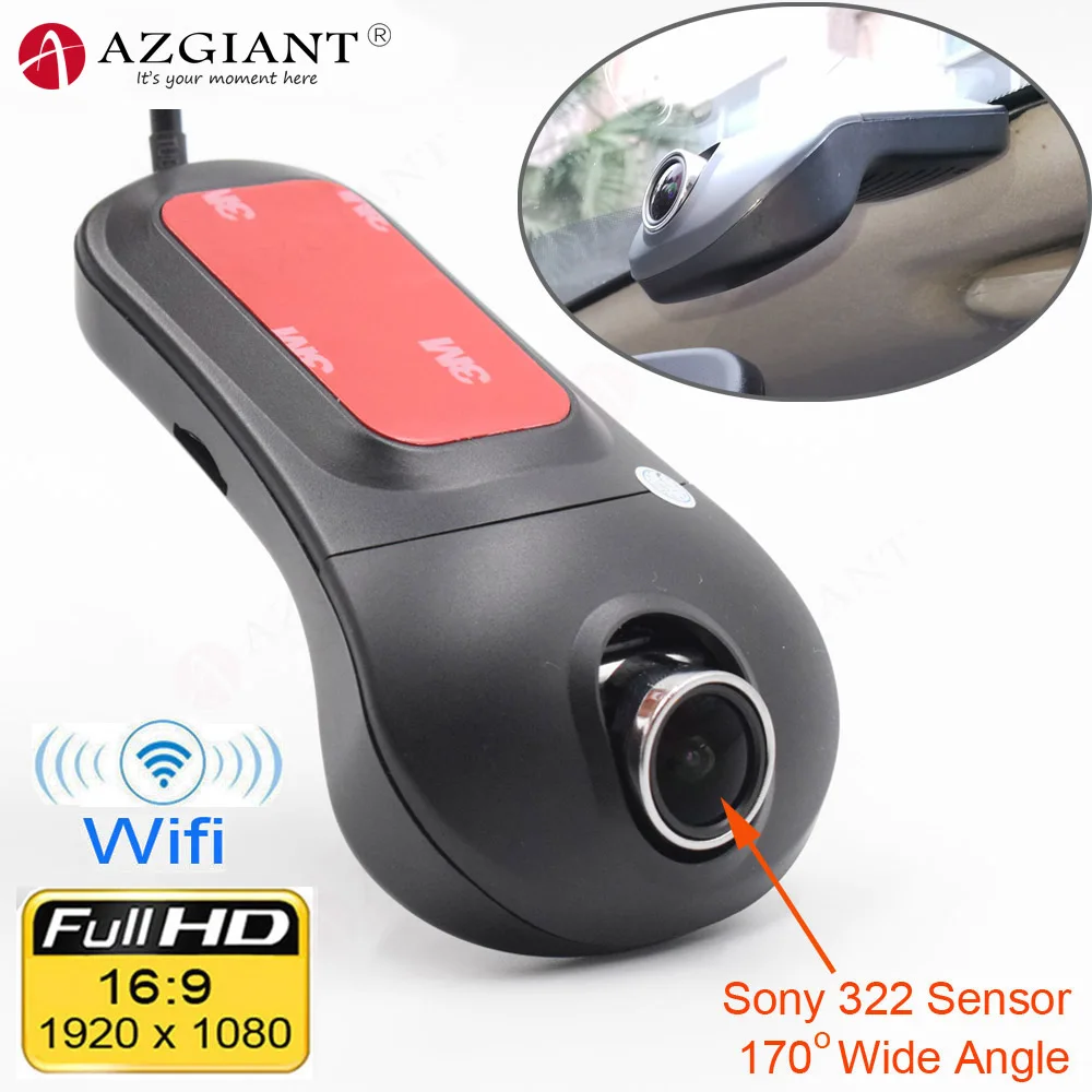 AZGIANT Novatek 96655 видео цифровой видеорегистратор для автомобиля камера SONY 322 2,0 M двойной объектив тире камера 1080 P ночная версия Wifi WDR технология