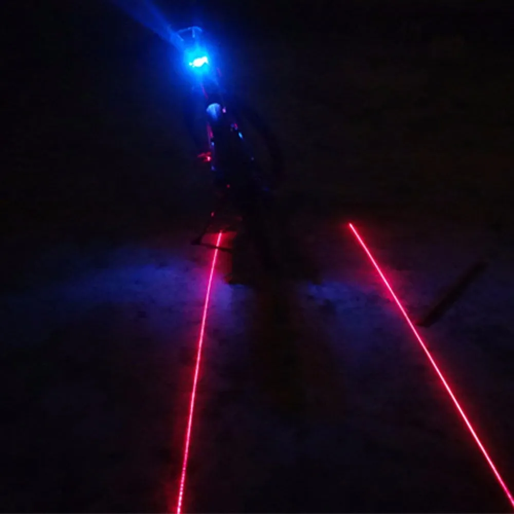 Водонепроницаемый велосипед хвост светильник синий/красный лазерный велосипед задний светильник 7 классный режим вспышки 5 светодиодный+ 2 лазерный светодиодный безопасный Предупреждение лампа для езды на велосипеде