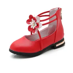 Удобная детская обувь из искусственной кожи для девочек 2019 Весна новая маленькая девочка Мода обувь принцессы с цветком Студенческая
