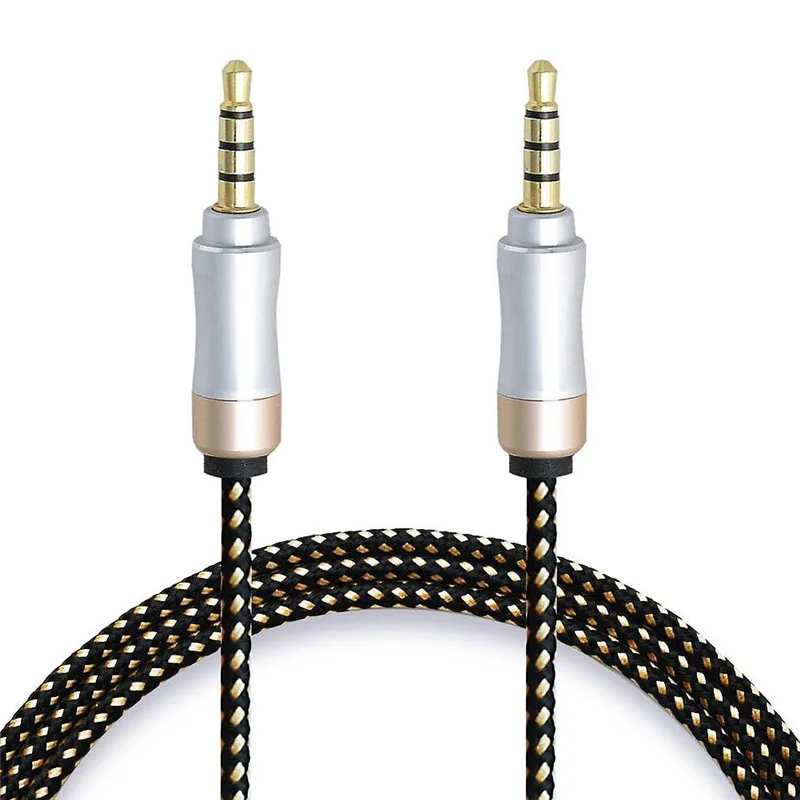 Free-shipping-1-5M-5FT-100pcs-lot-3-5MM-Male-to-male-Fabric-Braided-Stereo-Car (1)