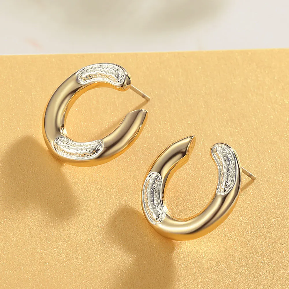 Viennois New Gold Silver Color Circle Stud Earrings For women Small Round Earrings Female Brand Fashion Earrings Jewelry