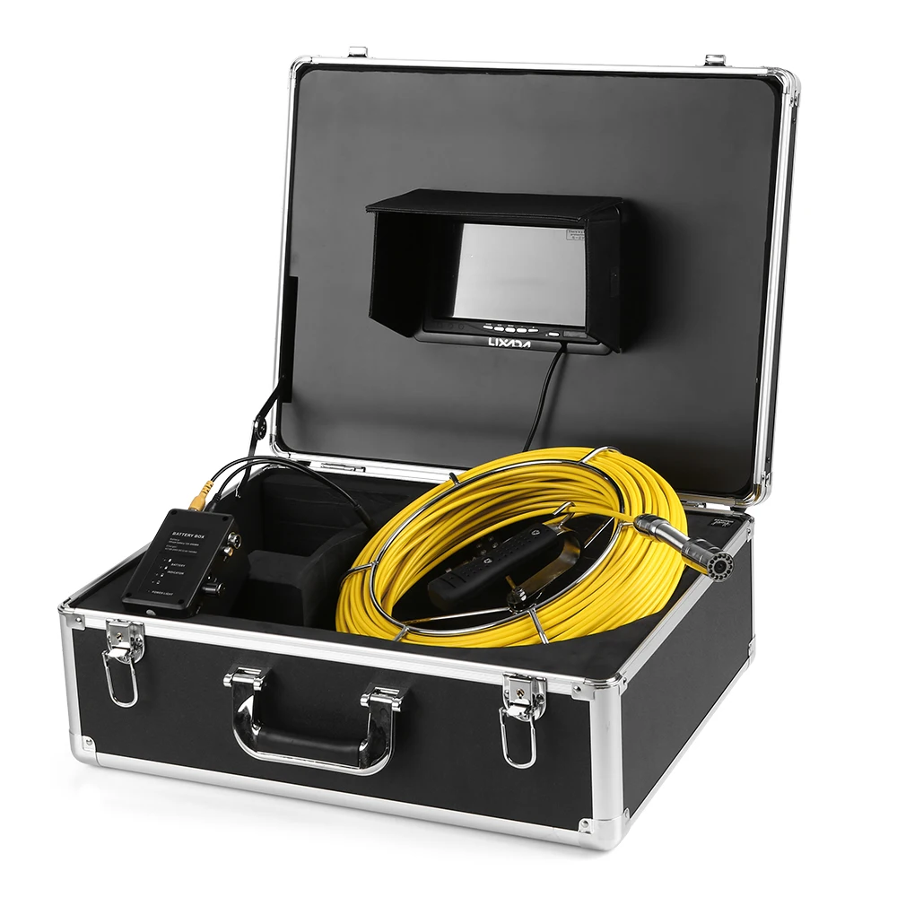 

Lixada 50M Drain Pipe Sewer Inspection Camera IP68 Borescope Inspection System Snake Camera 7" LCD Monitor 12 LEDs Night Vision
