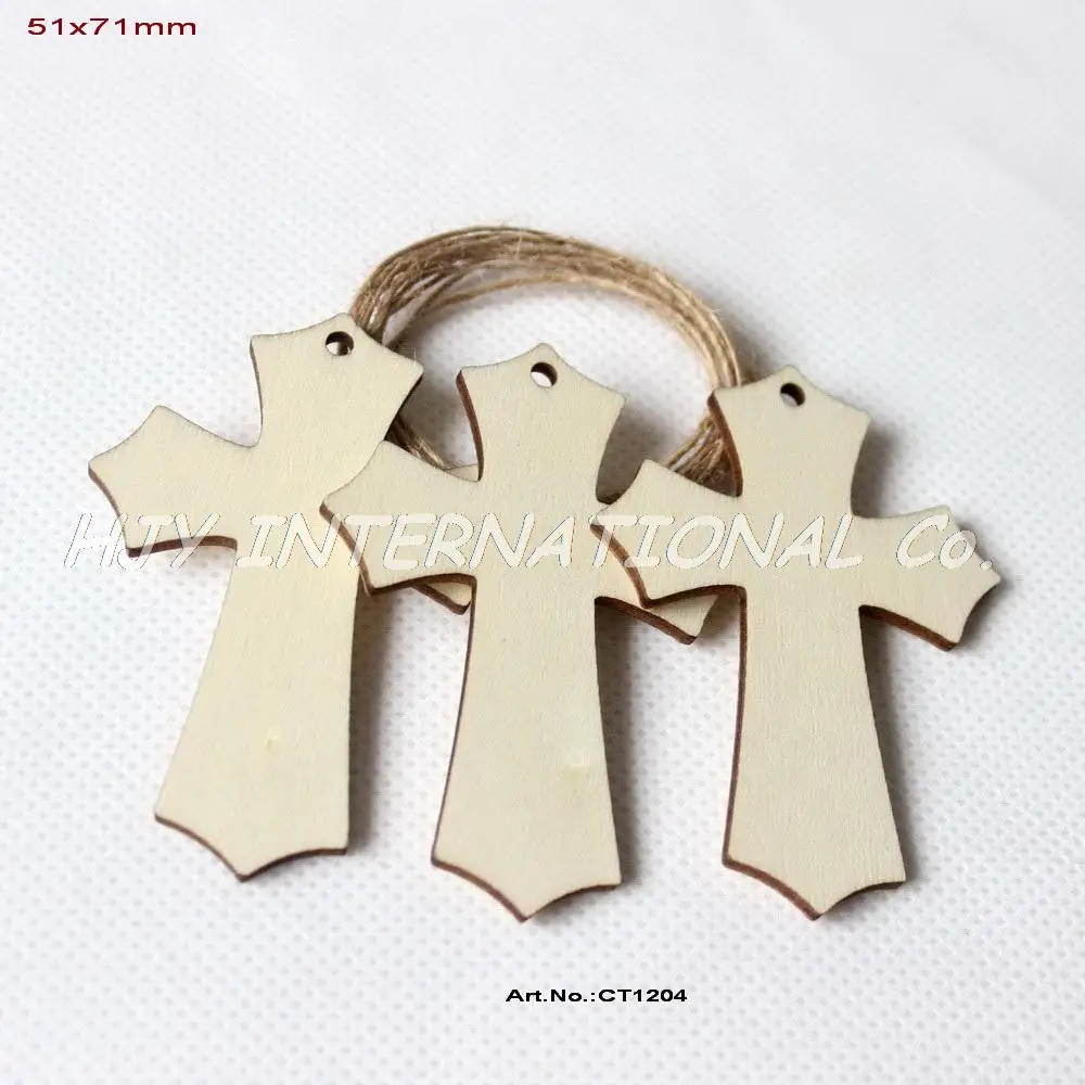 

(14pcs/lot) 71MM Unfinished Rustic Cross Wood Easter Favor Scrapbook Oranment String Hanging 2.8"-CT1204