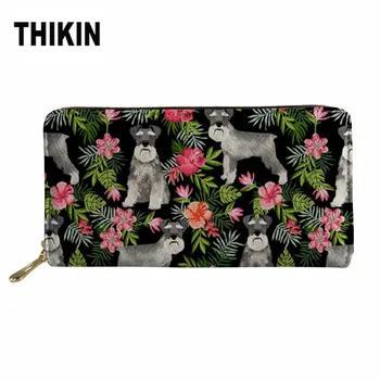 

THIKIN Schnauzer Print Women Cute Coin Change Pocket for Females Long Phone Cash Purse with Zipper Ladies Clutch Money Wholesale