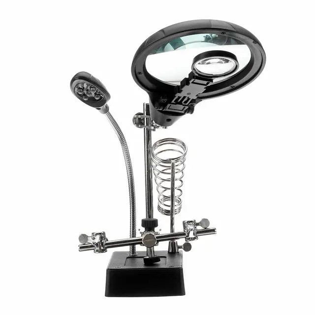 2.5X-10X lens Auxiliary Clip Loupe Desktop Magnifier Third Hand Soldering Repair Tool Welding Magnifying Glass With LED Light - Image 2