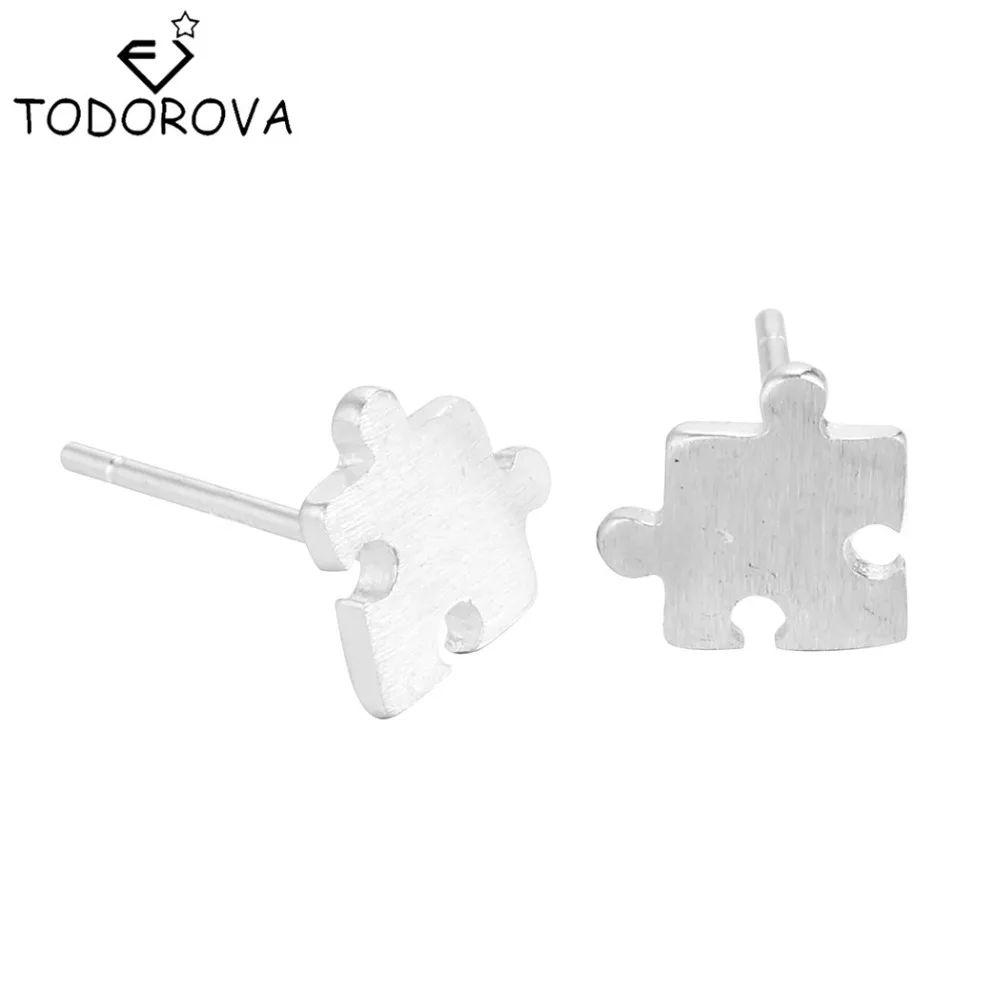 

Todorova New Listing 925 Sterling Silver European American Simple Wild Child Puzzle Earrings Live Wave Fun Personality Jewelry