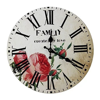 

Wall Clock Vintage Shabby Chic Animals and flowers Style 34cm Wall Clock Home Bedroom Retro Kitchen Quartz