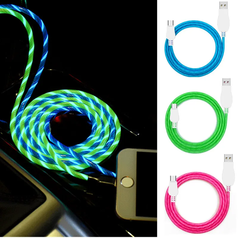 Type C USB Cable Micro USB Cable Flowing LED Glow Charging