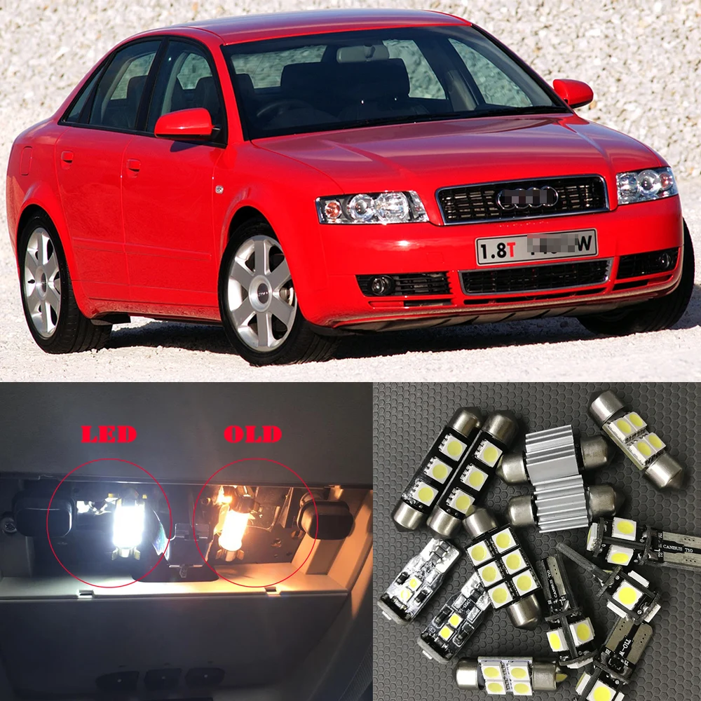 

15x Auto LED Interior Light Bulbs Canbus Kit For 2002 2003 2004 Audi A4 B6 Bright 6000K Led Map Reading Door License Plate Lamp