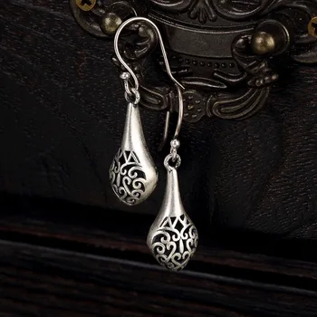 

Silver Vase Hollow Out Pattern Totem Female Earrings Eardrop Silver Earrings Wholesale Ways