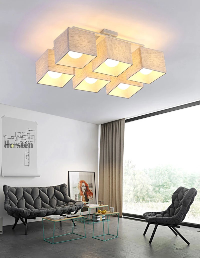 Horsten Nordic European Simple Fabric Ceiling Lights 469 Heads Bedroom Ceiling Lamp Modern Living Room Ceiling Light (20)