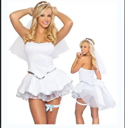 Sexy Lingerie Hot White Bride Wedding Dress Uniforms Perspective Lace Gauze Outfit Erotic Lingerie Porn Costumes