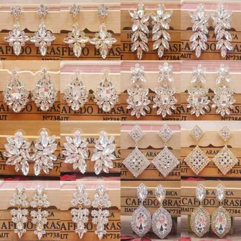 

Zerong Multi rhinestone dangling earring gold crystal stone earring silver shiny women earring wedding /party deoration earring