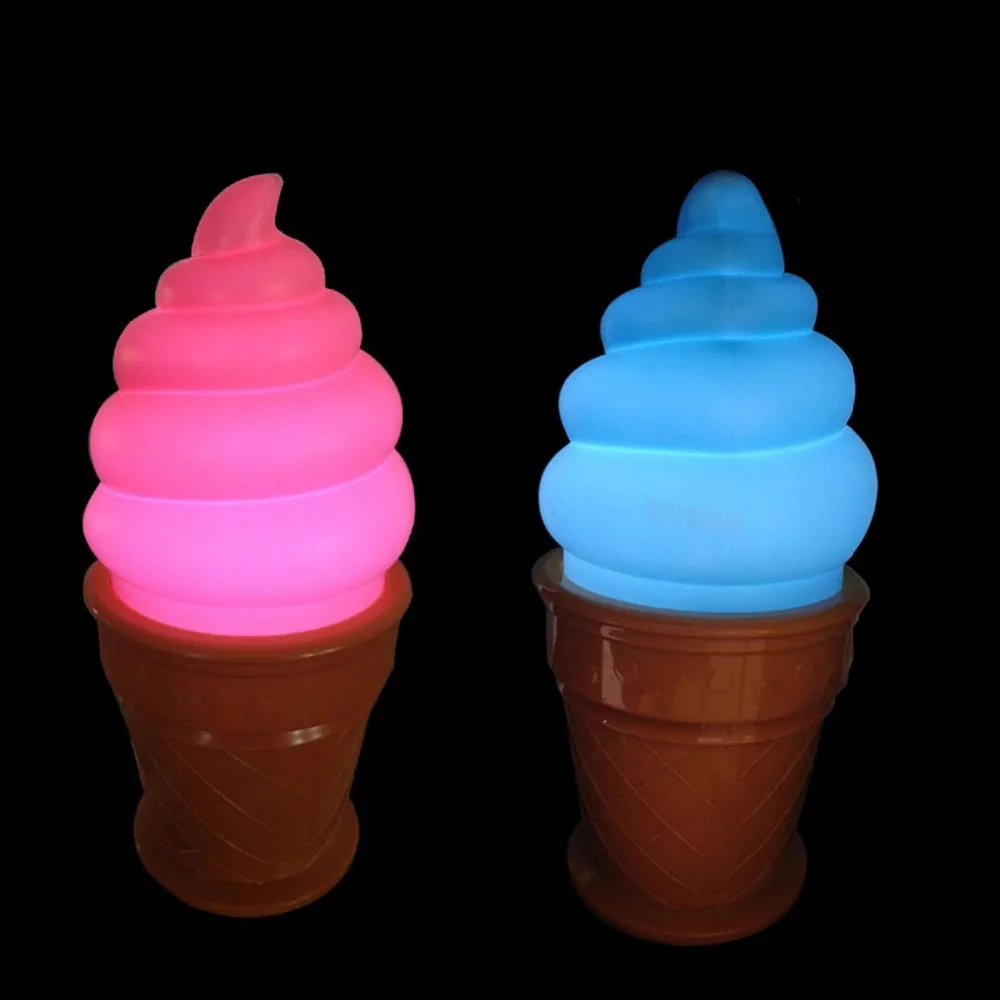 Cute LED Ice Cream Cone Night Light Desk Bedroom Table Lamp Decor
