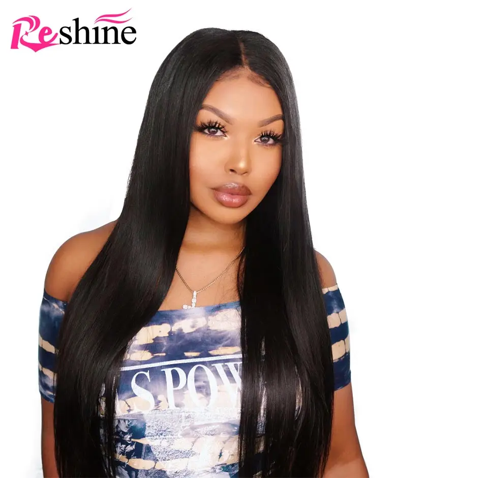 

Straight Hair 13*6 Lace Front Wig With Pre Plucked Hairline For Brazilian Human Hair Lace Front Hair Wigs Reshine Remy Hair